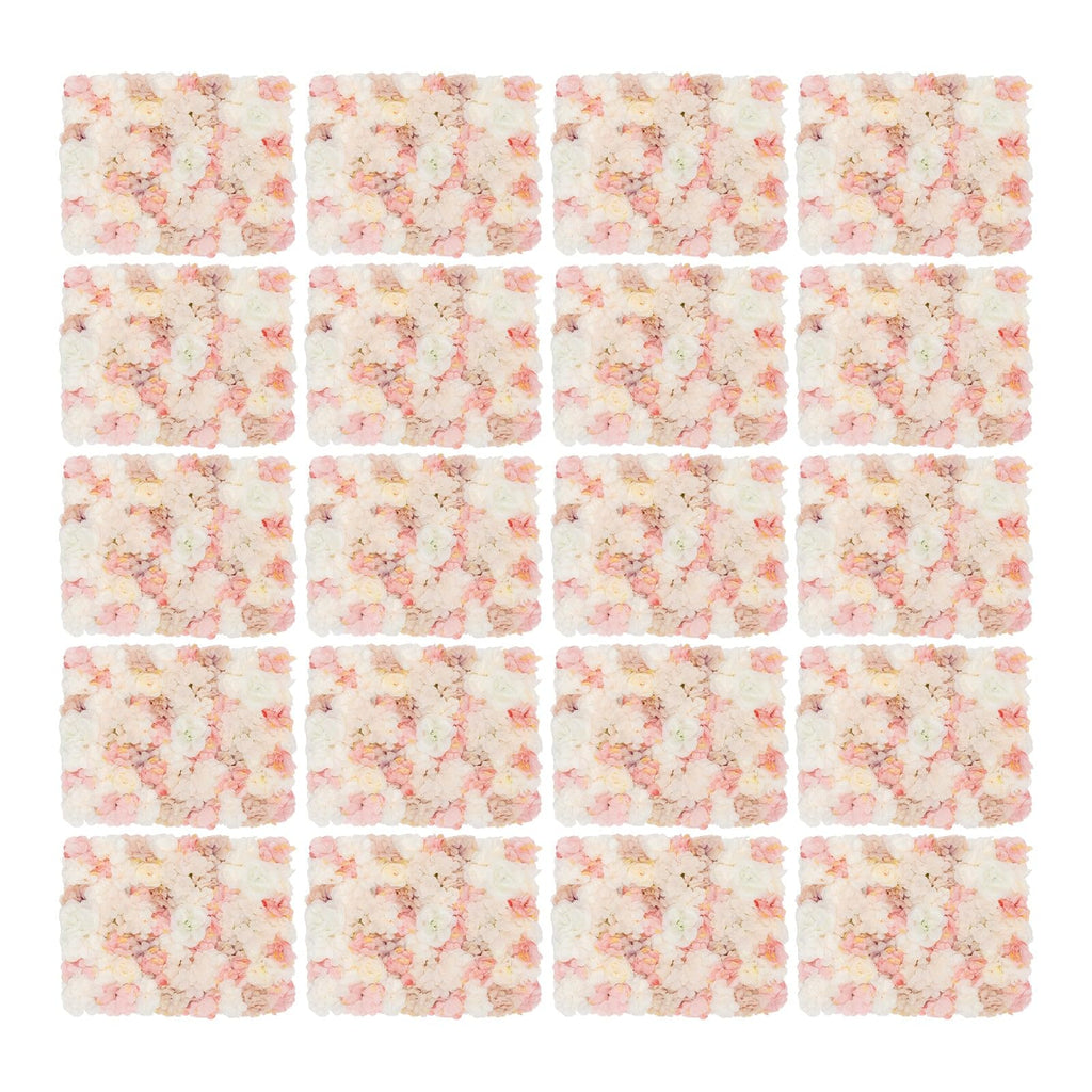 20Pcs Flower Wall Panel Artificial Floral Backdrop with Dahlia Roses Hydrangea Wall Decoration Backdrop for Weddings Grand Openings