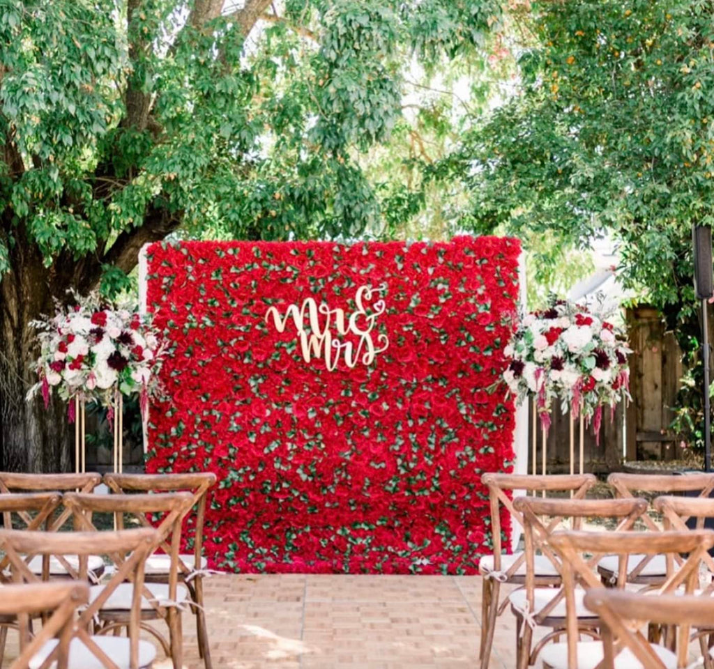 Blush Blooms Decor Flower Panels for Flower Wall (6 Pack) 24 Inch by 16 Inch Each | Flower Wall, Backdrop, Weddings, Event Decor, Bridal & Baby Shower, and Photography Décor (Red)