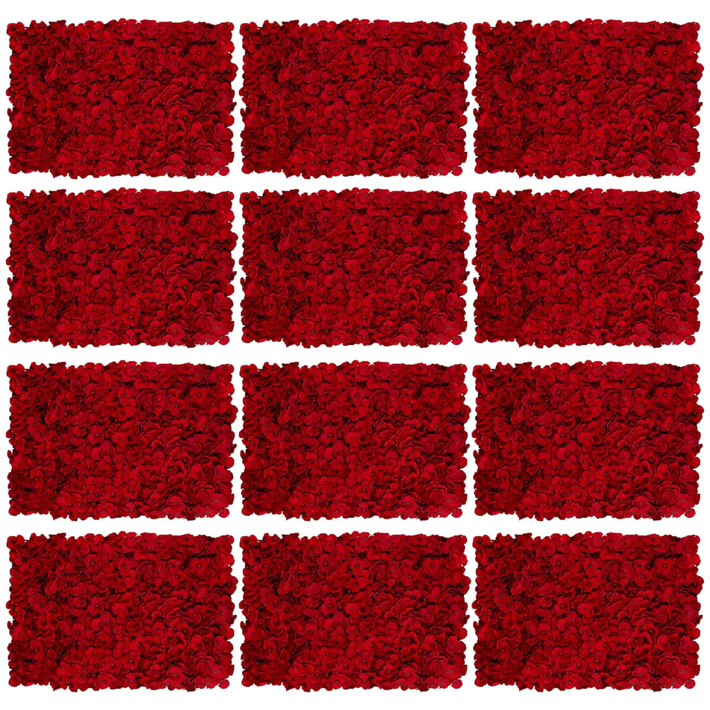 12pcs Artificial Flower Wall Panel 15 * 15inches Black Rose 3D Handmade Faux Flower Floral Wall Décor Backdrop Gothic Style for Wedding Birthday Halloween Bachelorette Party Wall Decoration