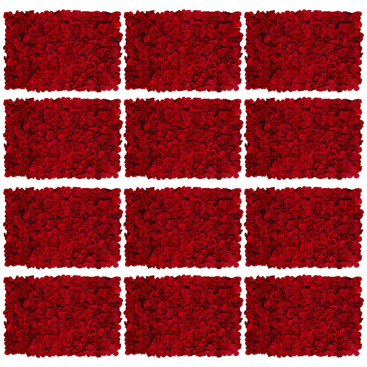 Blush Blooms Decor Flower Panels for Flower Wall (6 Pack) 24 Inch by 16 Inch Each | Flower Wall, Backdrop, Weddings, Event Decor, Bridal & Baby Shower, and Photography Décor (Red)