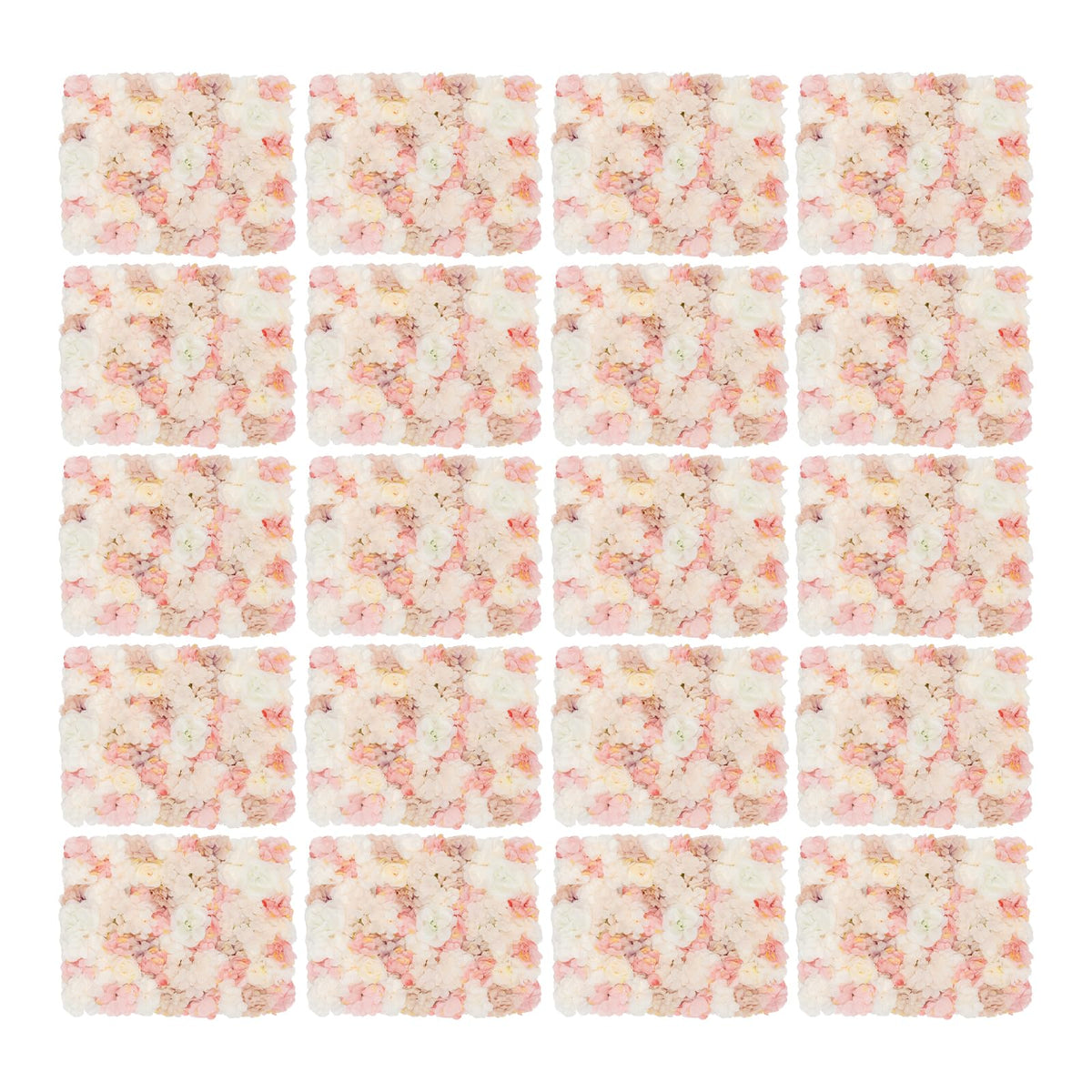 20PCS Artificial Flower Wall Panels with Dahlia, Roses, Hydrangea for Wedding Backdrop, Silk Flower Panels,Flowers Wall Backdrop for Baby Shower, Birthday Party Decor,23.6x15.7in Each (Beige)