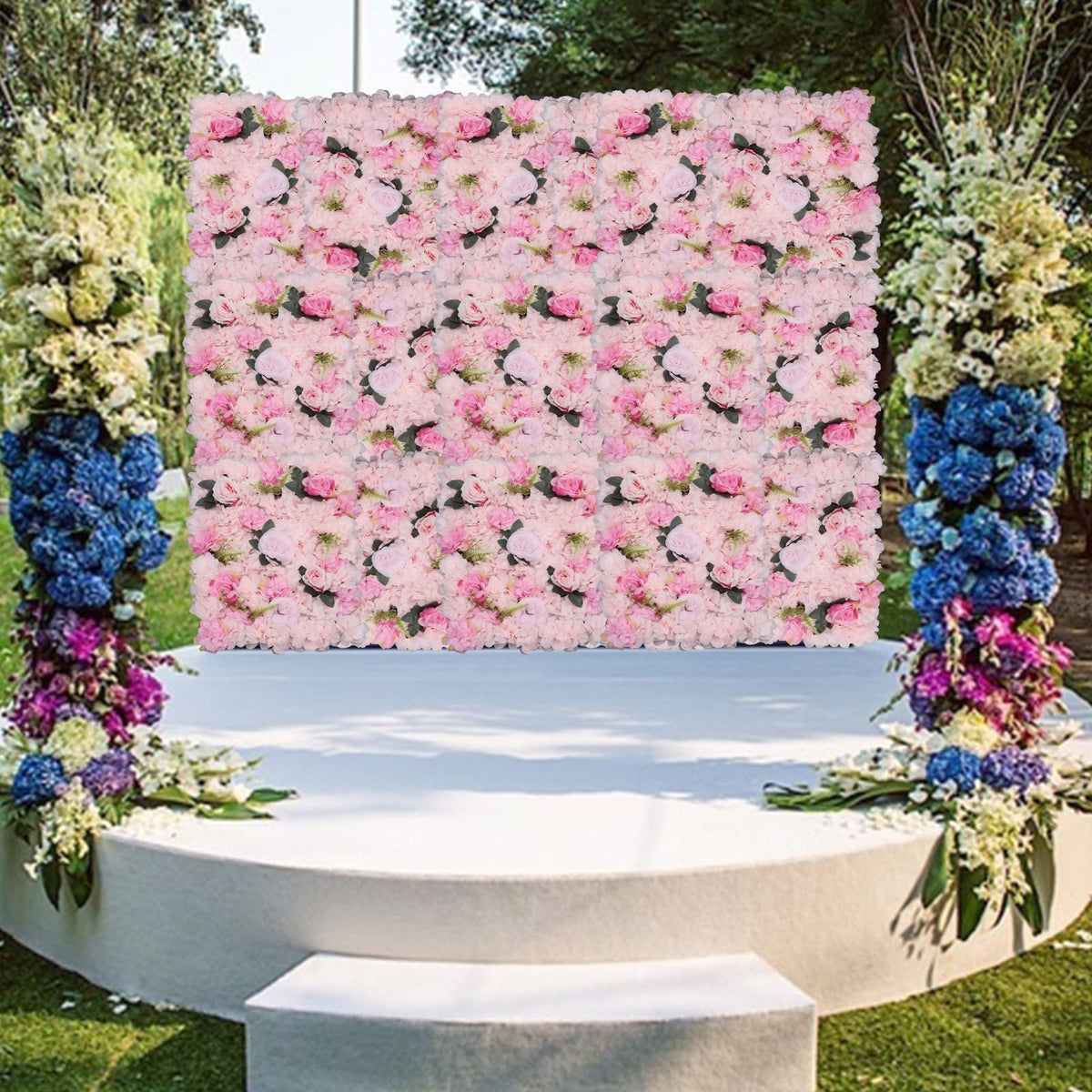 Flower Wall Panels 12pcs 24x15 Inch Artificial Wall Flower Backdrop for Wedding Party Baby Bridal Shower Decor, Hanging Fake Silk Flower Backdrop Wall Decor (Light Rose)