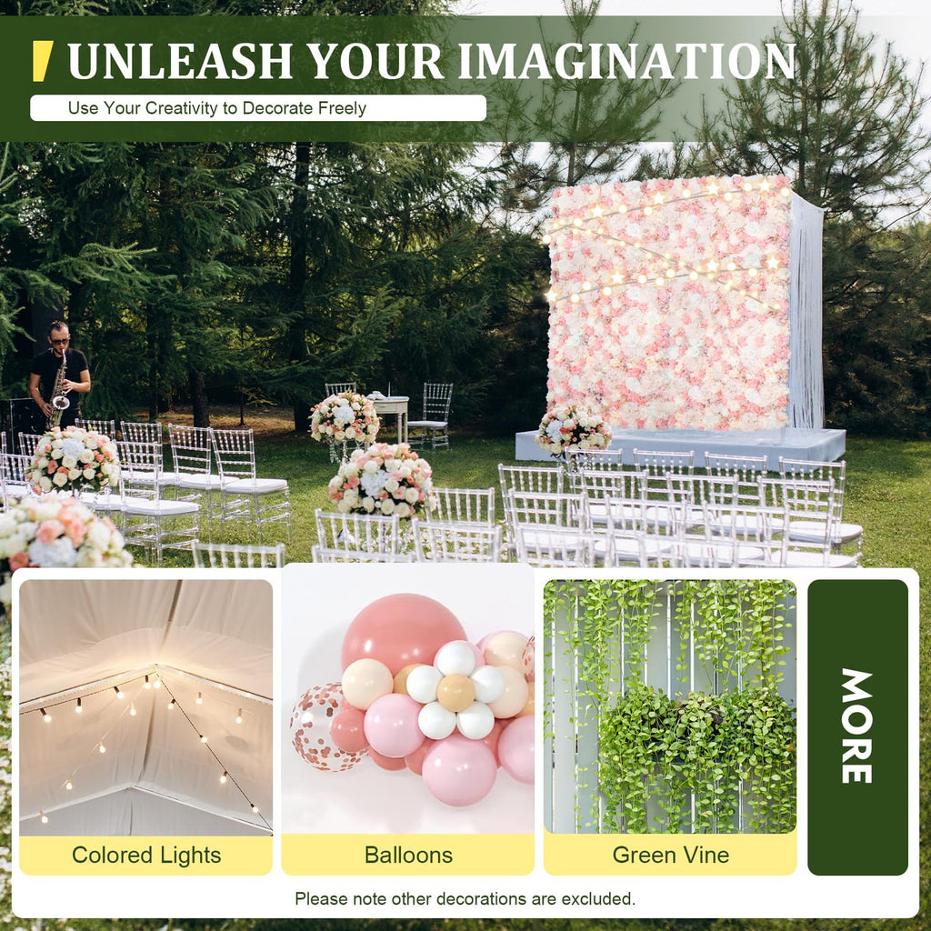 Flower Wall Panel Backdrop 12 Pcs 24 x 16 Inch Artificial 3D Silk Dahlia Rose Wall Floral Backdrop for Wedding Party Baby Bridal Shower Decor, Wall Flower Backdrop Decoration (Yellow Pink)