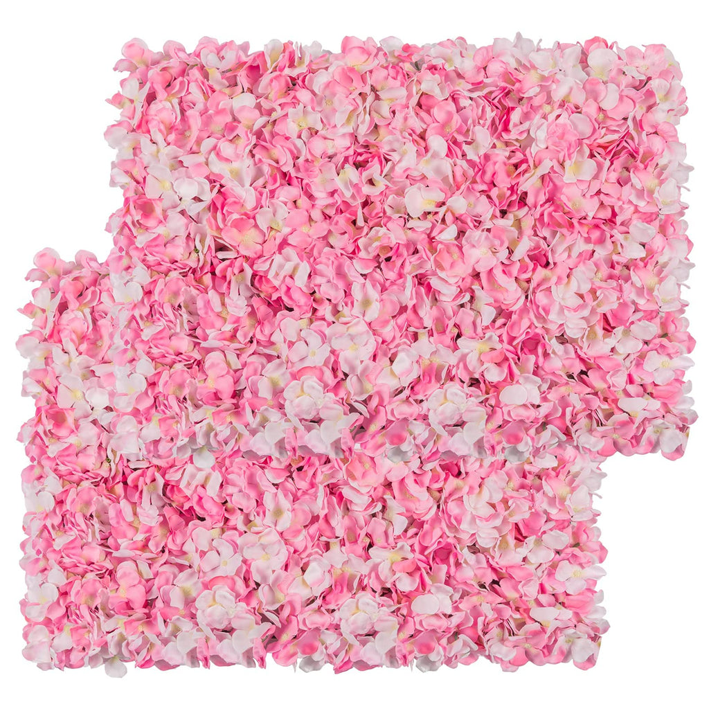 Artificial Flower Wall Screen Panel Floral Backdrop 12Pcs 15.75'' x 23.62'' Light Blue & Peach Pink Silk Flowers for Rose Wall Decor Hair Nail Salon Party Wedding Bridal Shower Baby Shower Backdrop