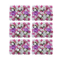 Flower Wall Panel Floral Backdrop, Artificial Purple, Pink and White Flower Wall Decor Set, 3D Silk Rose Floral Panel, for Wedding, Party, Home Decoration, Photo Background 24*16in Set of 6