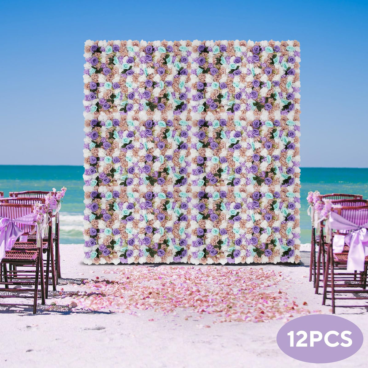 12 PCS Artificial Flower Wall Panels(Purple)