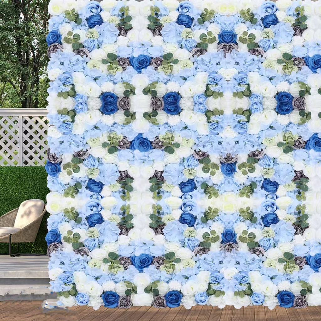 6Pcs Flower Wall Panel Plastic Artificial Flower Backdrop,3D Artificial Flower Wall Panel,Silk Mesh Wall Background for Party Wedding Decor