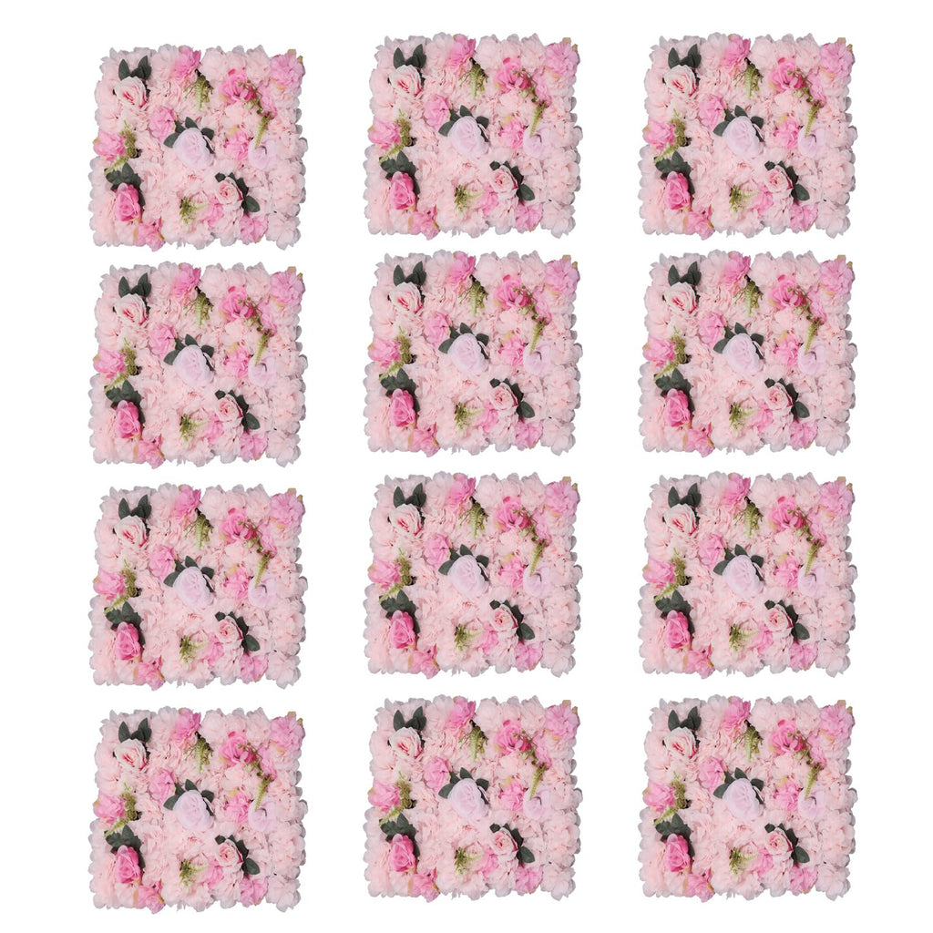 Flower Wall Panels 12pcs 24x15 Inch Artificial Wall Flower Backdrop for Wedding Party Baby Bridal Shower Decor, Hanging Fake Silk Flower Backdrop Wall Decor (Light Rose)