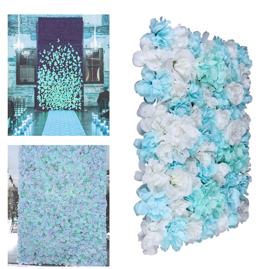 12 pcs Artificial Silk Flower Wall Panel,3D Artificial Flower Backdrop,Silk Mesh Wall Background, 3D Floral Mat for Wedding Party, Birthday, Decoration