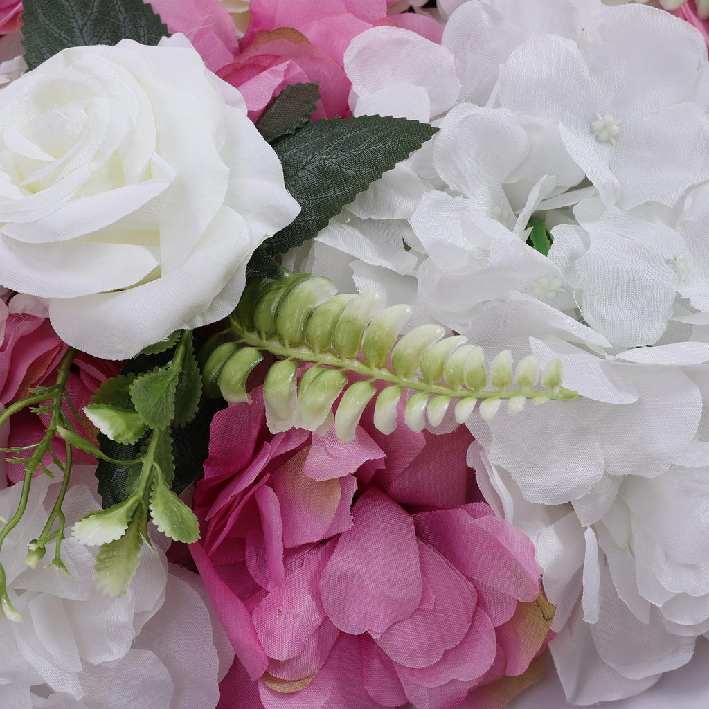 Flower Wall Panel Floral Backdrop, Artificial Purple, Pink and White Flower Wall Decor Set, 3D Silk Rose Floral Panel, for Wedding, Party, Home Decoration, Photo Background 24*16in Set of 6