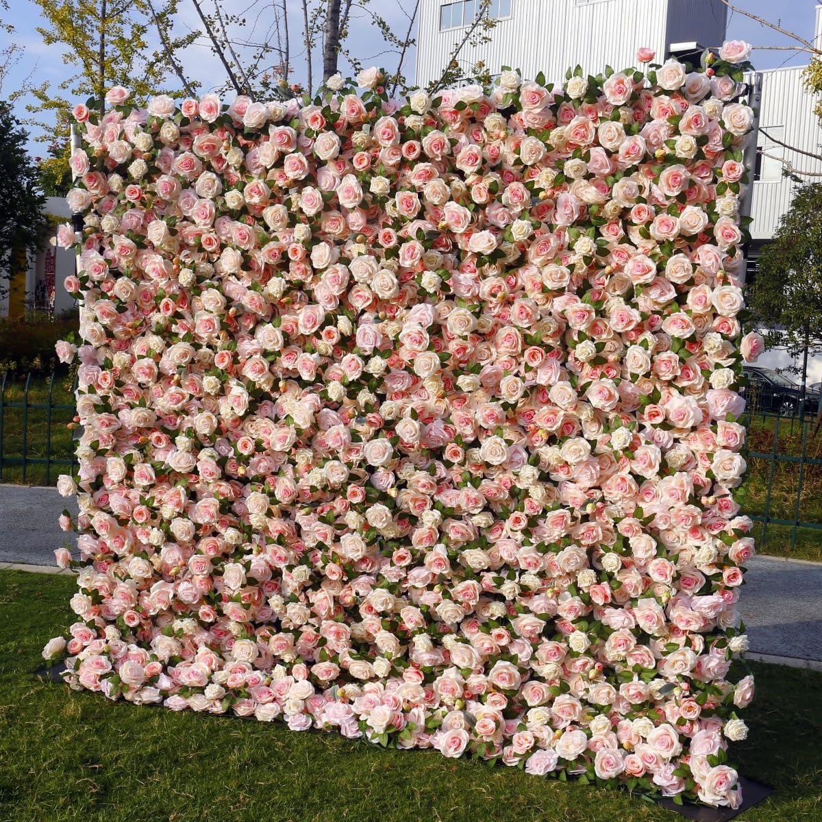 Artificial Pink Flower Wall, 8 * 8FT