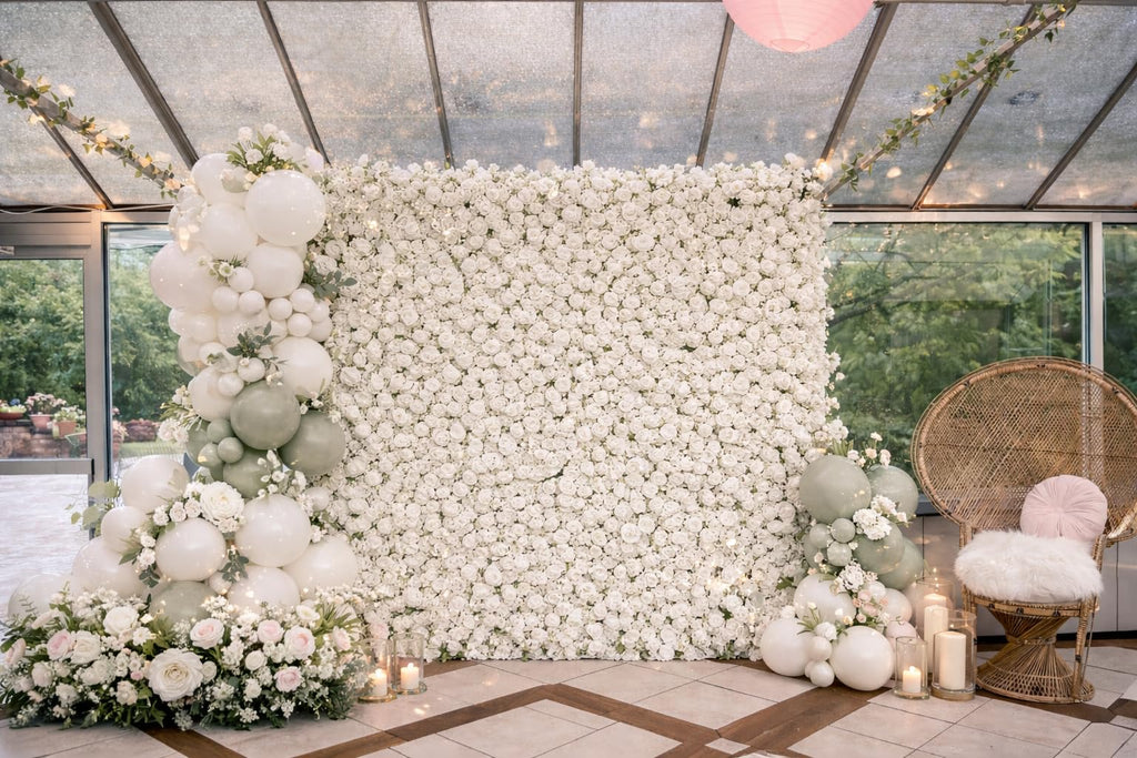 Artificial Pink Flower Wall, 8 * 8FT
