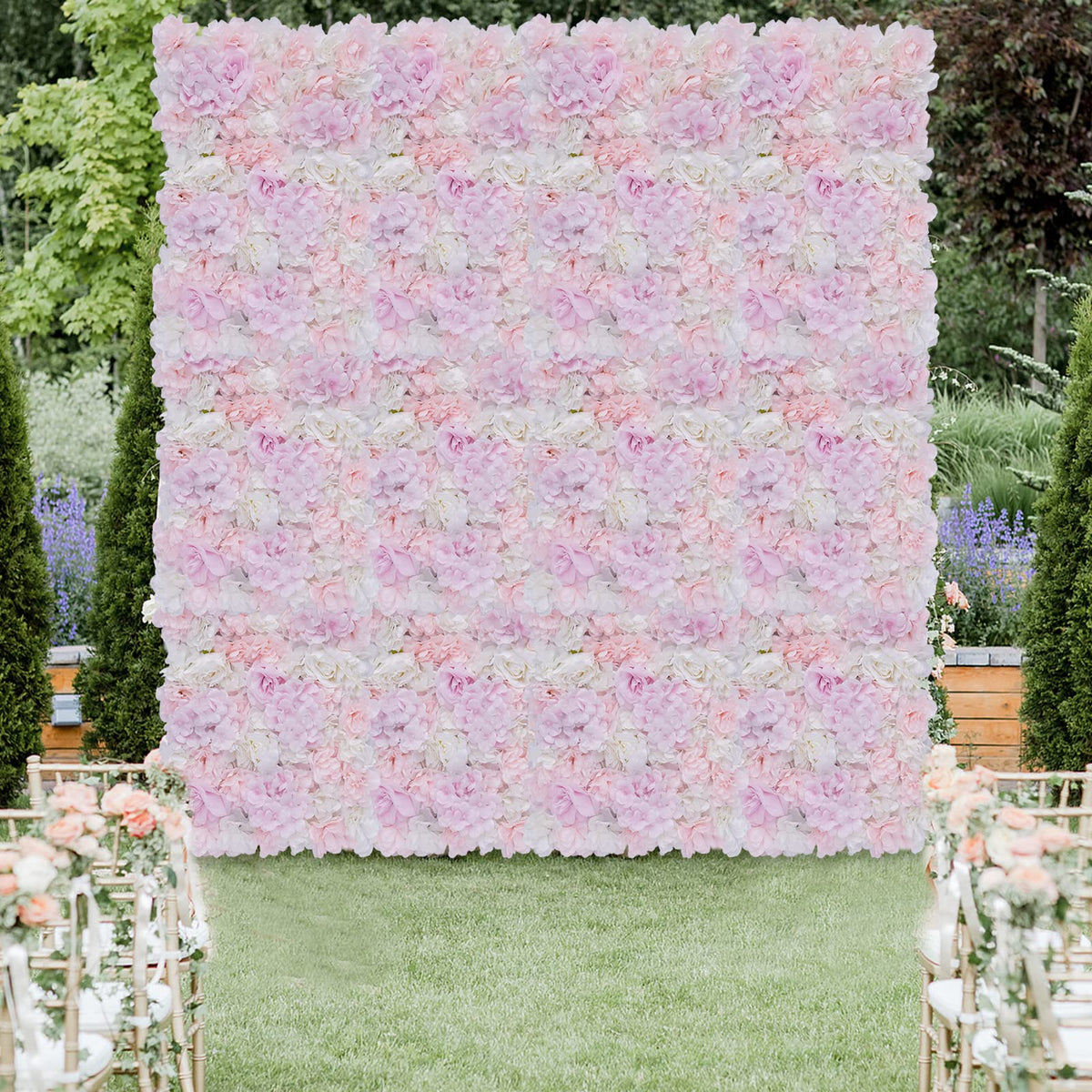 DYRABREST 12 Pack Artificial Flower Wall Panels, 16 x 24 inch Flower Wall Mat Silk Faux Hydrangea and Rose Flower Panels for Flower Wall Decor Wedding Party Event Decoration