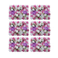 Flower Wall Panel Floral Backdrop - 6 Pcs Pink and Purple Flower Wall Decor, 24" X 16" Silk Rose Wall 3D Artificial Flower for Wedding Backdrops, Wedding Aisles, Flower Parties