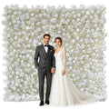 8x8ft 3D Silk Artificial Flowers Wall Backdrop, White Flower Wall, Quick Assembly and Storage, Reusable, Ideal for Weddings, Parties, Photo Booths, and Home Decor(Without Stand)
