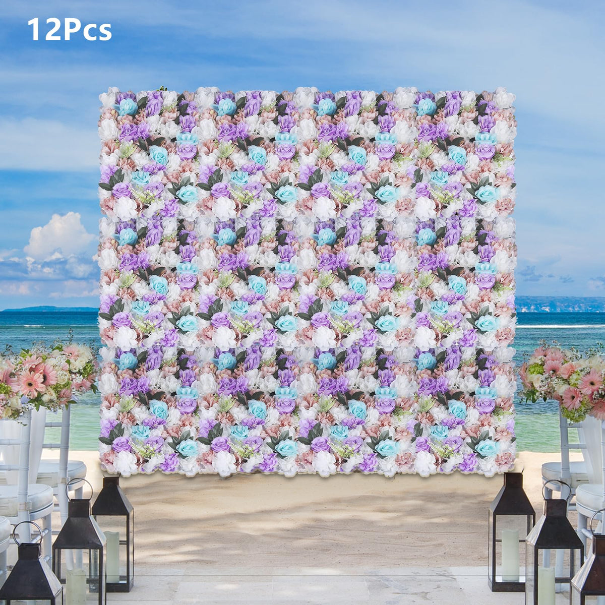 12 PCS Artificial Flower Wall Panels(Purple)