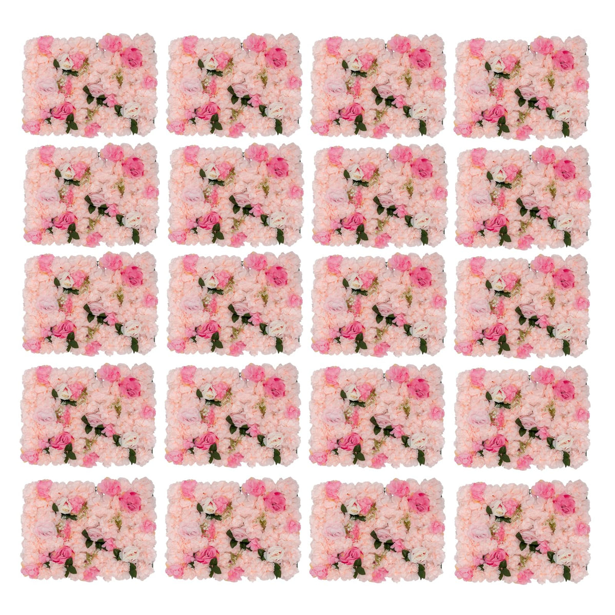20 Pcs Flower Wall Panels,Artificial Floral Backdrop,Flower Panels for Event Party Wedding Decor,Light Pink Dahlia Rose & Watercress,23.62x15.75''