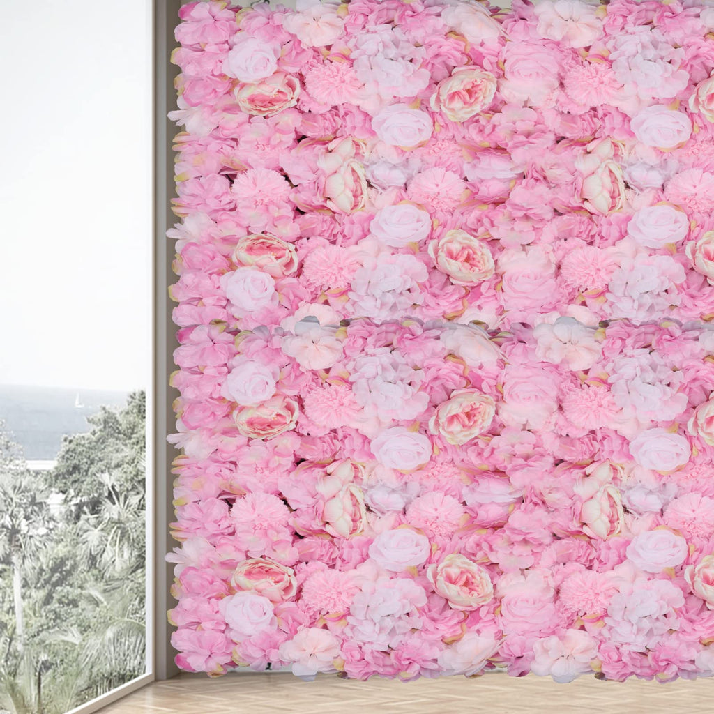 6PCs Flower Wall Panel,Silk Wall Panels Backdrop,Wedding Wall Decor,Dark Pink DIY 3D Floral Panels,Photo Fake Screen for Party Event,15.7 * 23.6inch (Dark Pink)