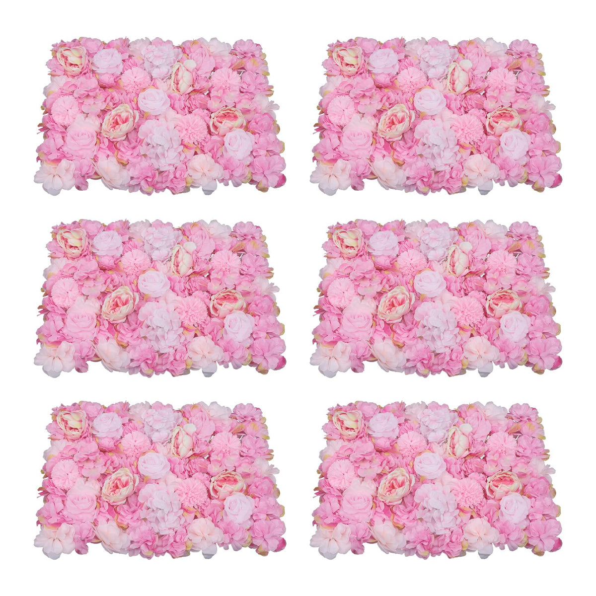 6PCs Flower Wall Panel,Silk Wall Panels Backdrop,Wedding Wall Decor,Dark Pink DIY 3D Floral Panels,Photo Fake Screen for Party Event,15.7 * 23.6inch (Dark Pink)
