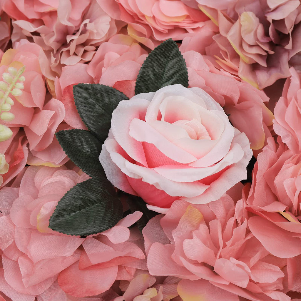 12PCs Flower Wall Panel,Artificial Flower Wall Panels,Silk Rose Artificial Flowers,Wedding Celebrations Backdrops,Party Decoration Backgrounds for Festive Party,23.62 * 5.74in (Pink)