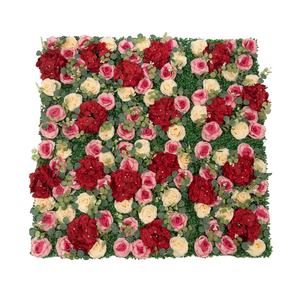Artificial Flower Wall Panels, 12 Pcs 3D Rose Hydrangea Flower Wall Backdrop Faux Flower Wall Mat for Flowers Panel Decor Party Wedding Bridal Shower Baby Shower Decor