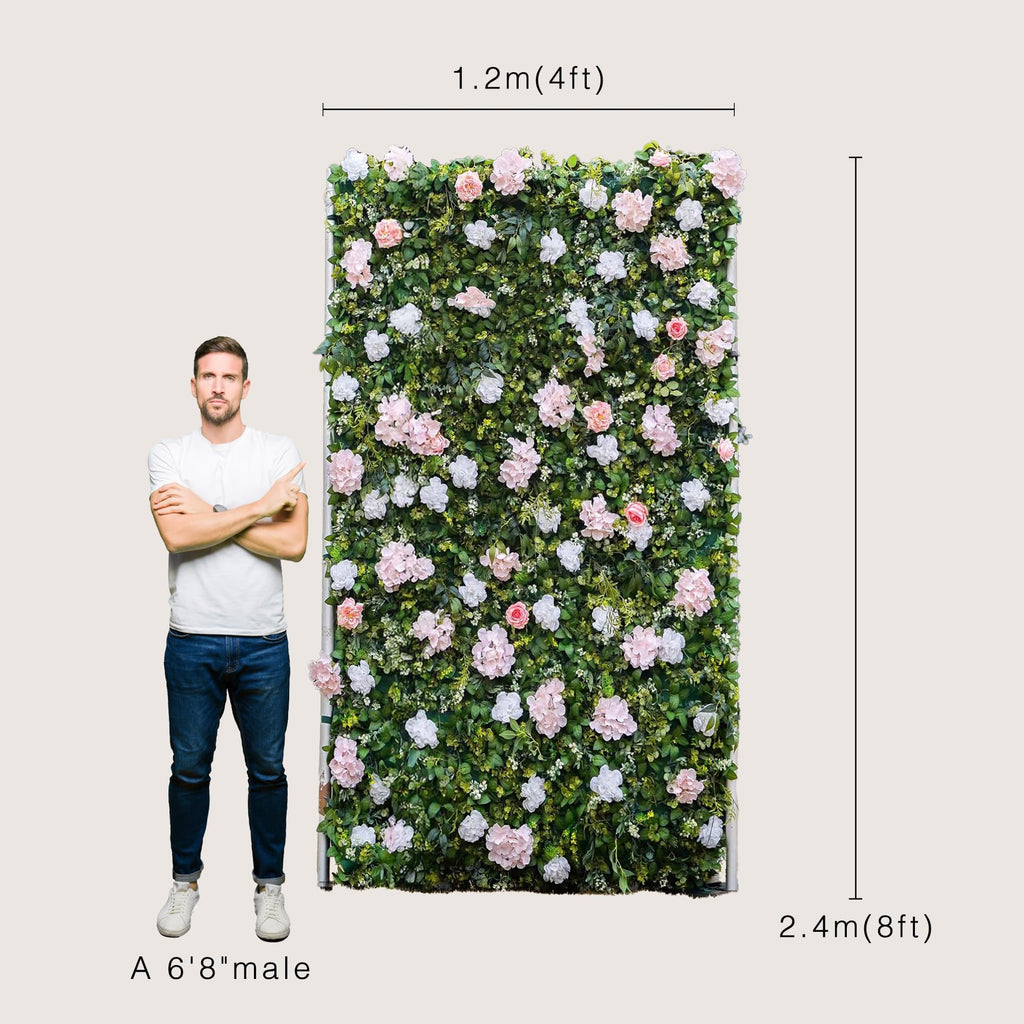 Artificial Luxury‌ Flower Wall Panels, Gorgeous 3D Silk Floral Backdrop for Wedding, Baby Show, Party and Home Decor, Quick Assembly/Storage, Both Eco ＆ Pet Friendly