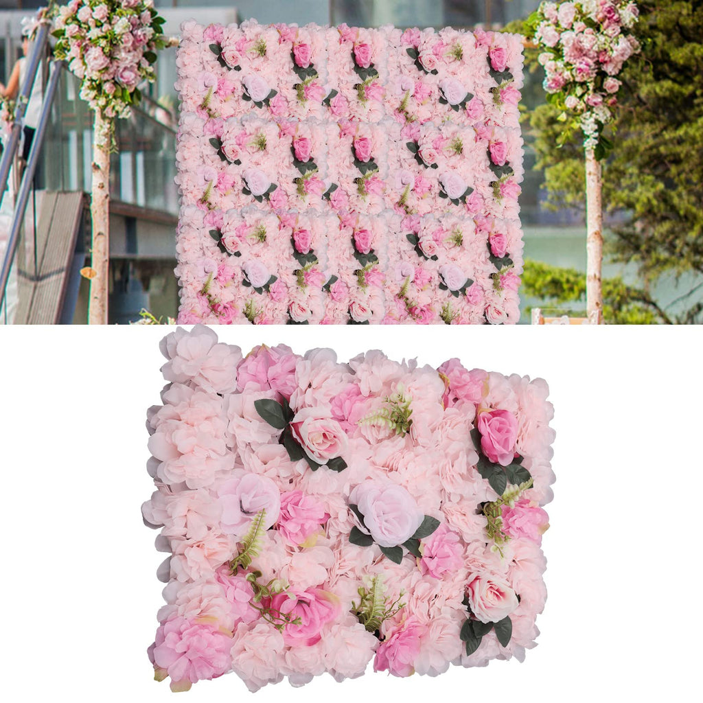 Flower Wall Panels 12pcs 24x15 Inch Artificial Wall Flower Backdrop for Wedding Party Baby Bridal Shower Decor, Hanging Fake Silk Flower Backdrop Wall Decor (Light Rose)
