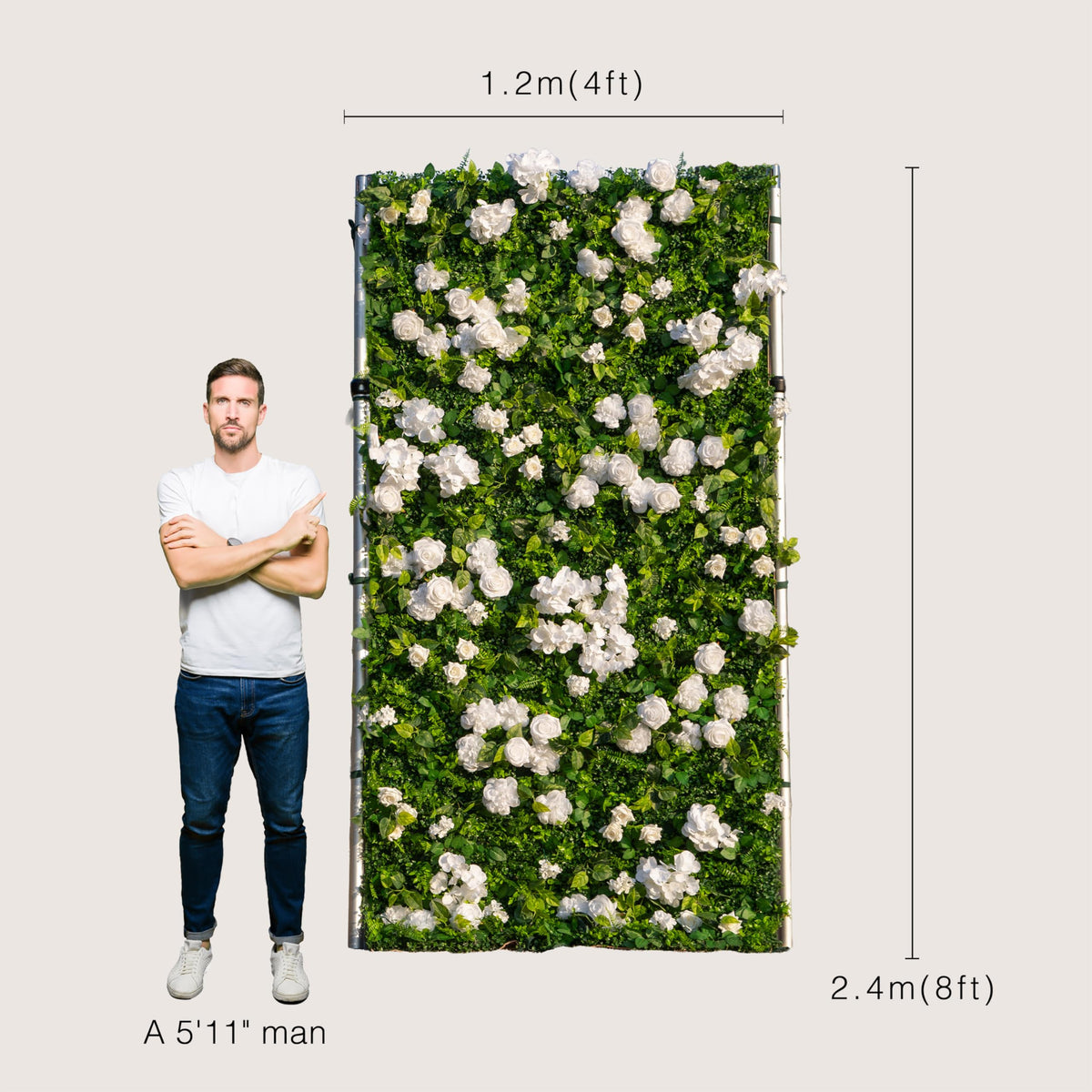 4ft*8ft Artificial Flower Wall Panels, 3D Silk Rose Floral Backdrop