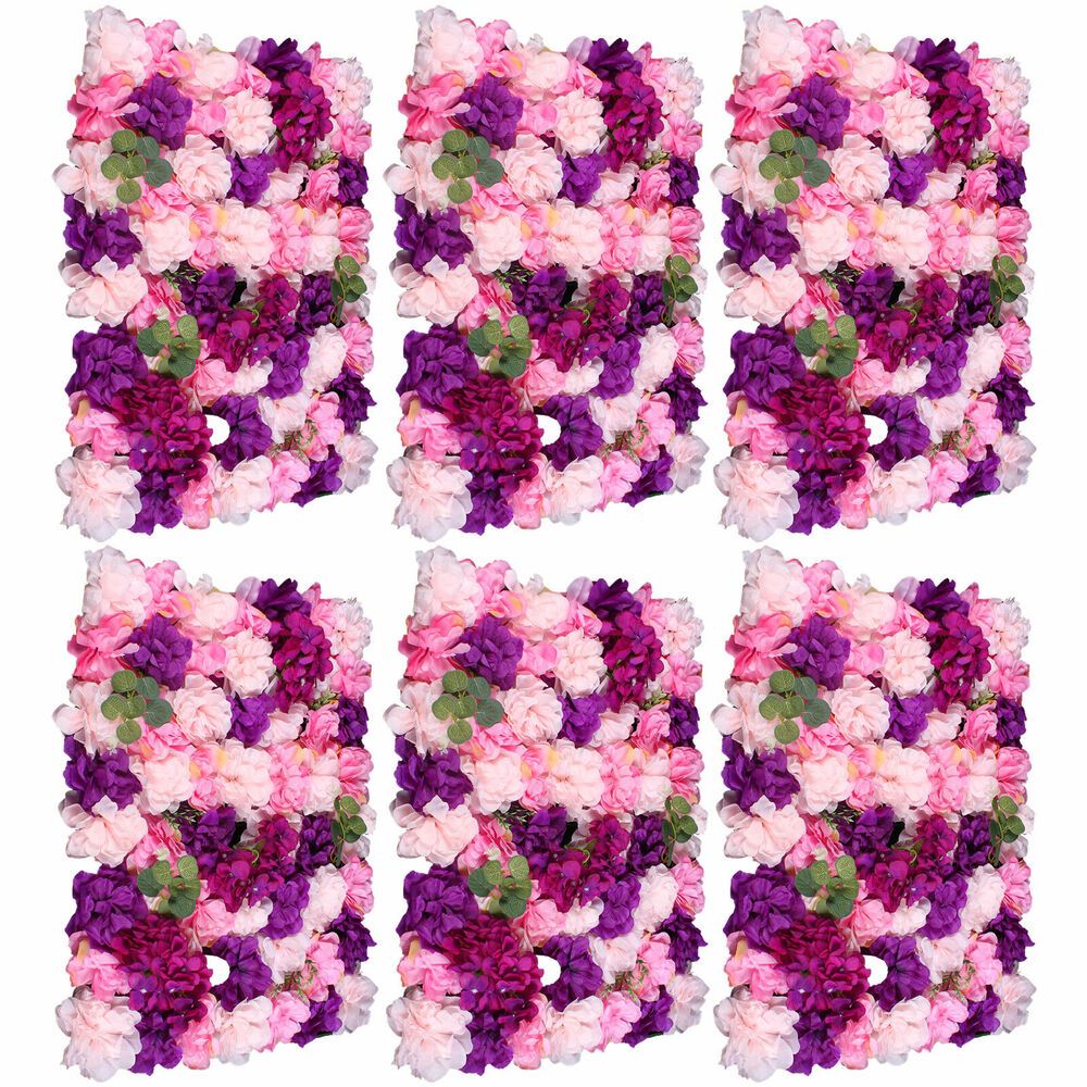 6pcs Artificial Flower Wall Panel Indoor Outdoor Flower Wall Panel for WeddingDecor