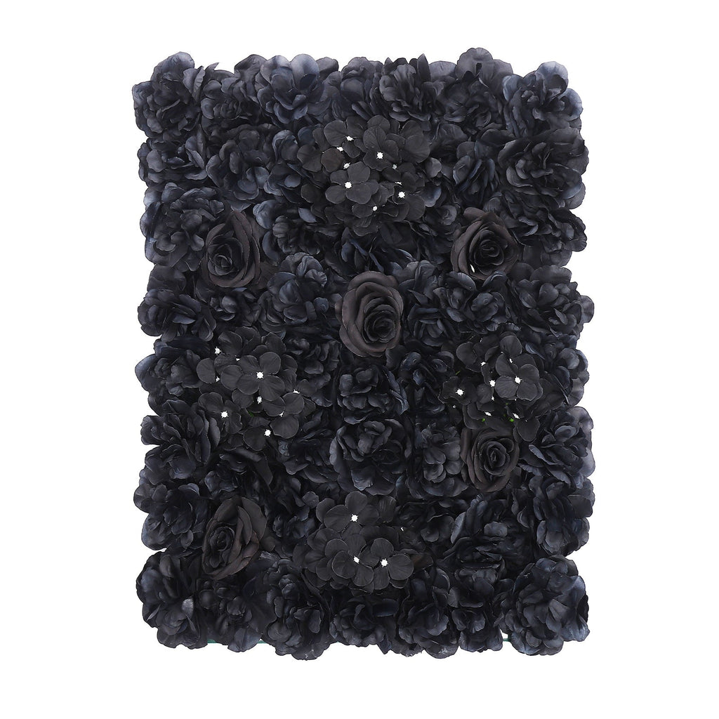 6pcs Black Flower Wall Panels, Artificial Flower Wall Panels, Flower Panels for Backdrop, 60 X 40 Cm/23.62 X 15.75 Inches, for Gardens, Patios, Landscapes