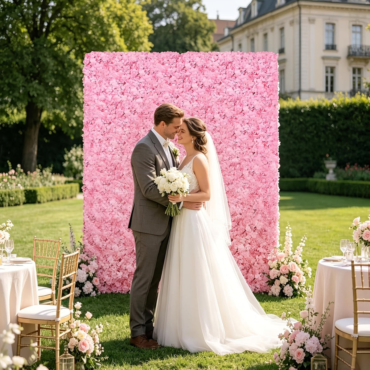8pcs Light Pink Artificial Hydrangea Flower Wall Panel, 3D Dense Flower Backdrop, Reusable Floral Wall Decor for Wedding Ceremony, Birthday Party, Gender Reveal, Photo Booth, Indoor & Outdoor Events