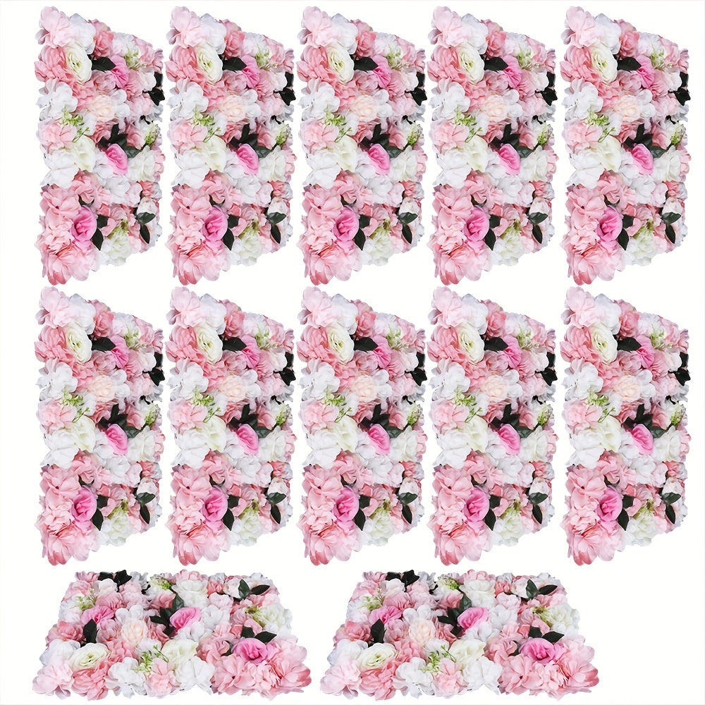 CNCEST 12pcs 3D Fabric Artificial Dahlia Flower Panels with Back Girds - Easy Install for Wedding and Engagement Decor, Summer Floral Wall Mats, No Electricity Needed