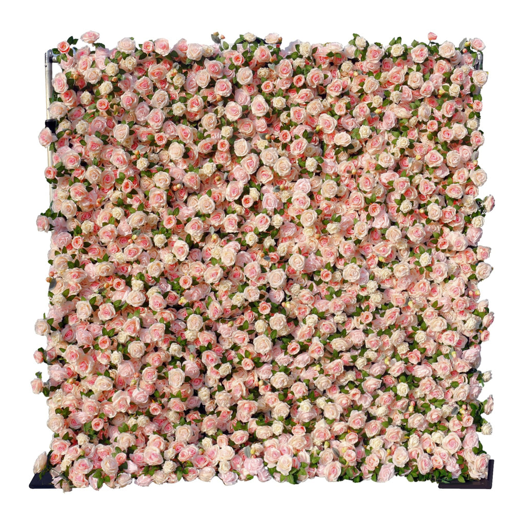 Artificial Flower Wall Backdrop 8×8 ft (2.4×2.4 m), 2 Panels 4×8 ft Each, Realistic Blooms for Wedding Ceremony, Photo Booth & Baby Shower,Stand/Frame Not Included