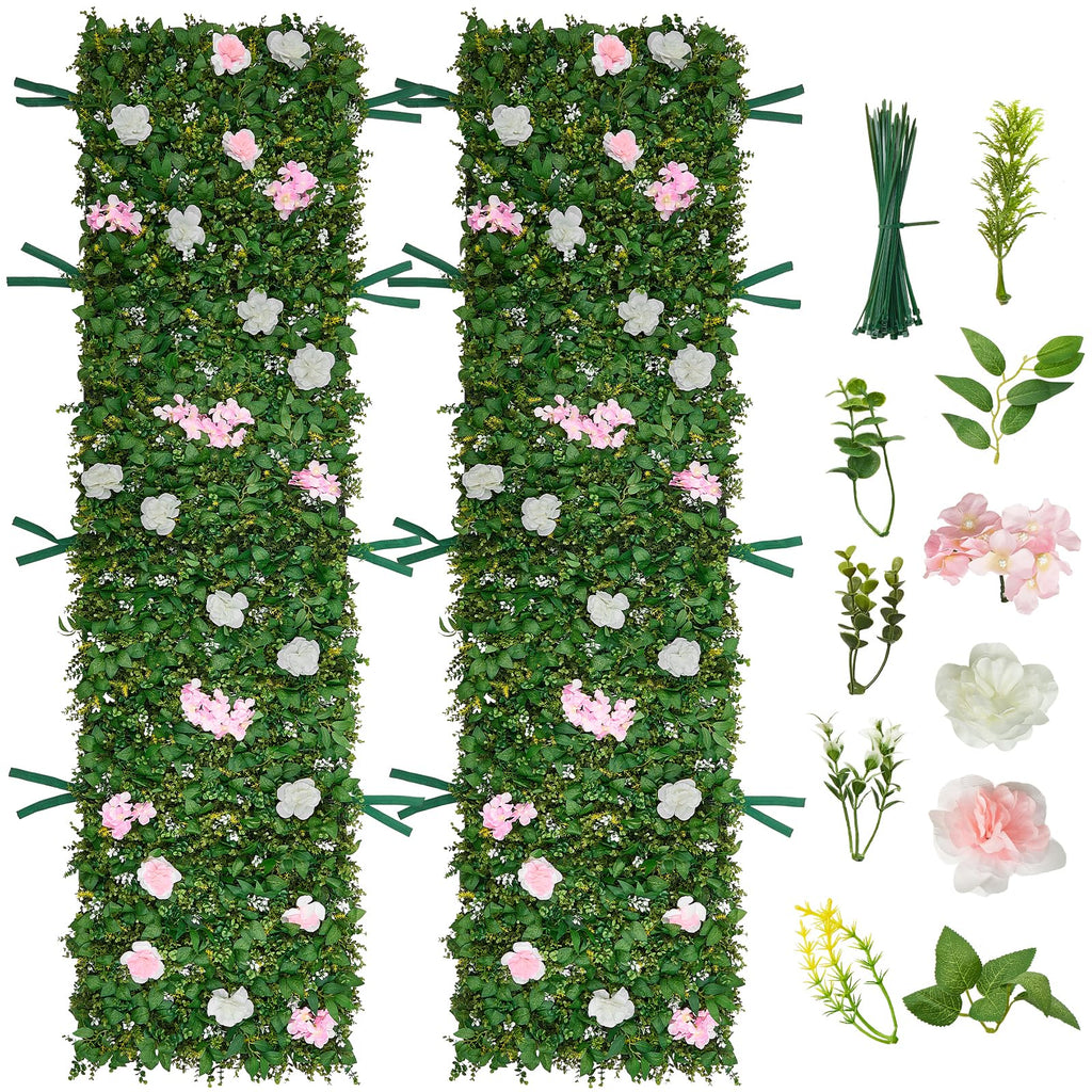 SuiYuLn 12 PCS Flower Wall Panel,15.7 * 23.6in Artificial Flower Wall Panel,Silk Rose Wall Decorations,Hydrangea Flower Mat Wall,Party Home Decorations (Blue+White)