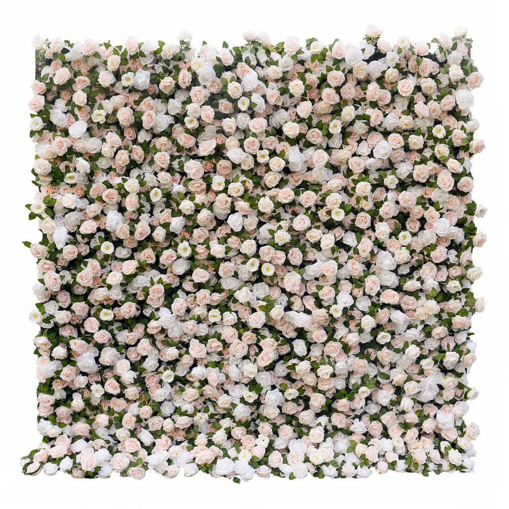 8x8ft 3D Silk Artificial Flowers Wall Backdrop, White Flower Wall, Quick Assembly and Storage, Reusable, Ideal for Weddings, Parties, Photo Booths, and Home Decor(Without Stand)