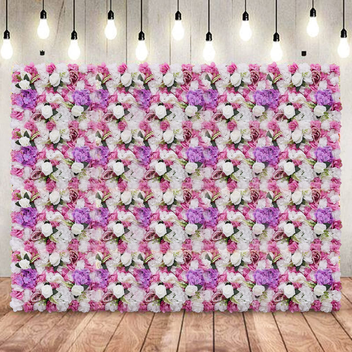 Flower Wall Panel Floral Backdrop - 6 Pcs Pink and Purple Flower Wall Decor, 24" X 16" Silk Rose Wall 3D Artificial Flower for Wedding Backdrops, Wedding Aisles, Flower Parties