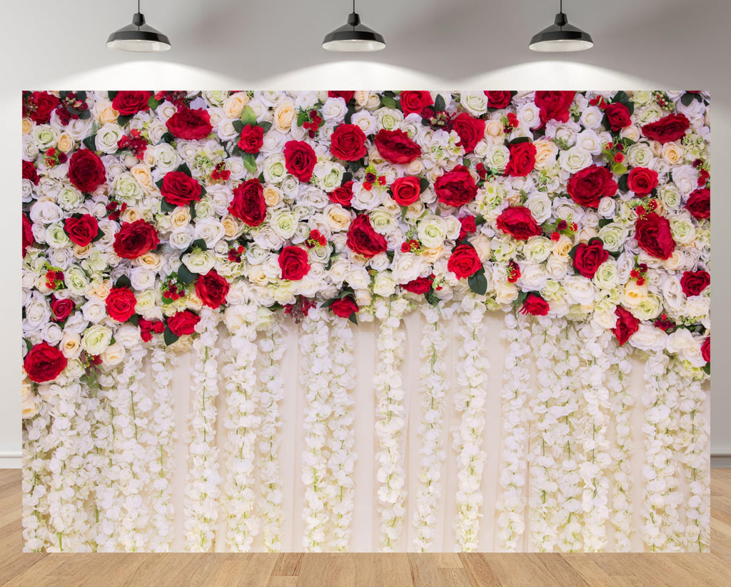 8x8ft 3D Silk Artificial Flowers Wall Backdrop, White Flower Wall, Quick Assembly and Storage, Reusable, Ideal for Weddings, Parties, Photo Booths, and Home Decor(Without Stand)