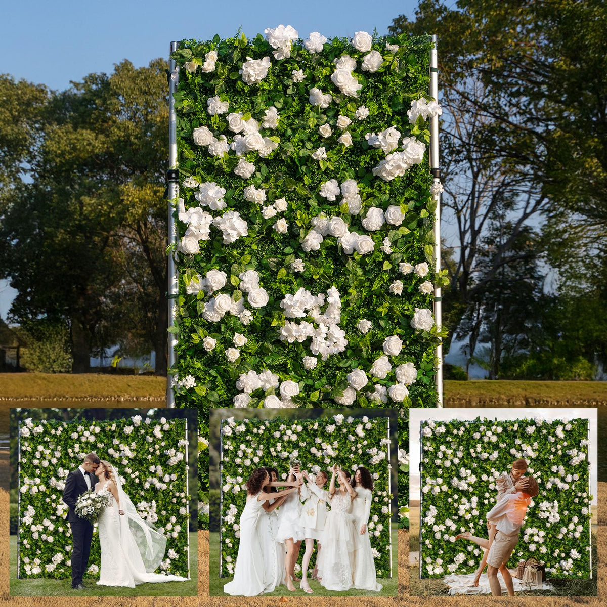 4ft*8ft Artificial Flower Wall Panels, 3D Silk Rose Floral Backdrop