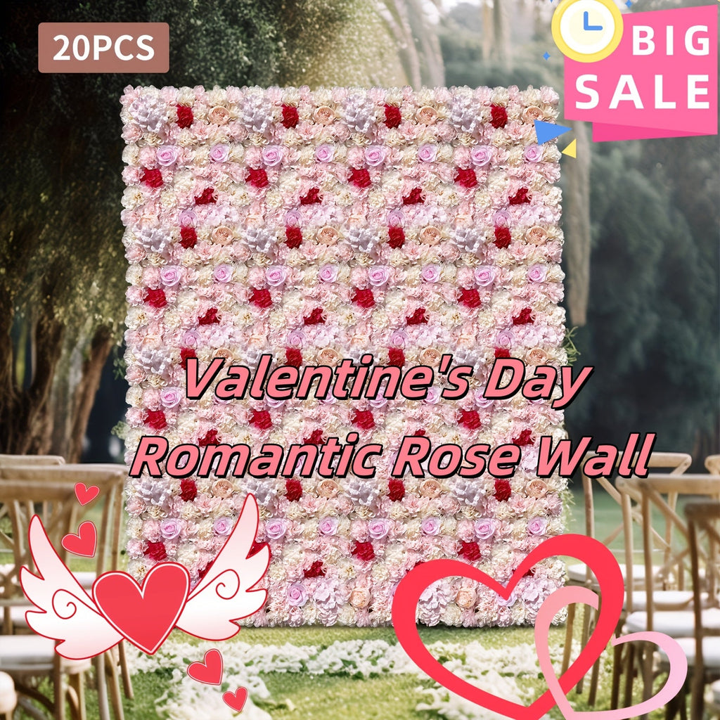 20 PCS Artificial Flower Wall Wedding Party Background Decoration Wall Panel