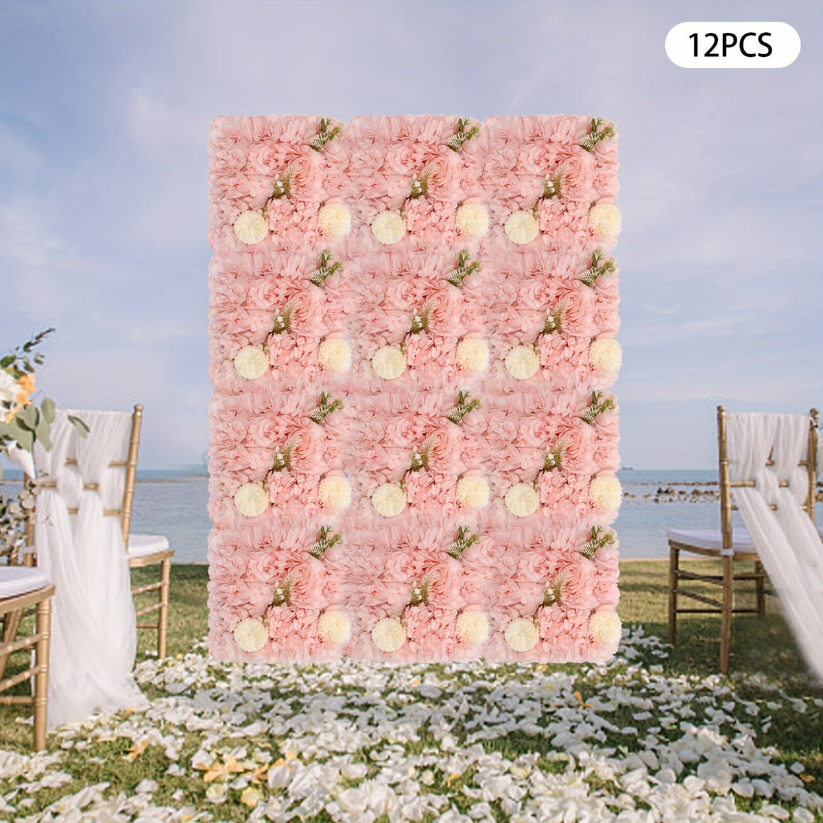 3D Flower Wall Panel-12pcs Artificial Flower Wall Background Rose Mat for Wedding Backdrop Wall Decor Shop Photo Backdrop Floral Wall Arrangement 15*15in, 38 * 38cm