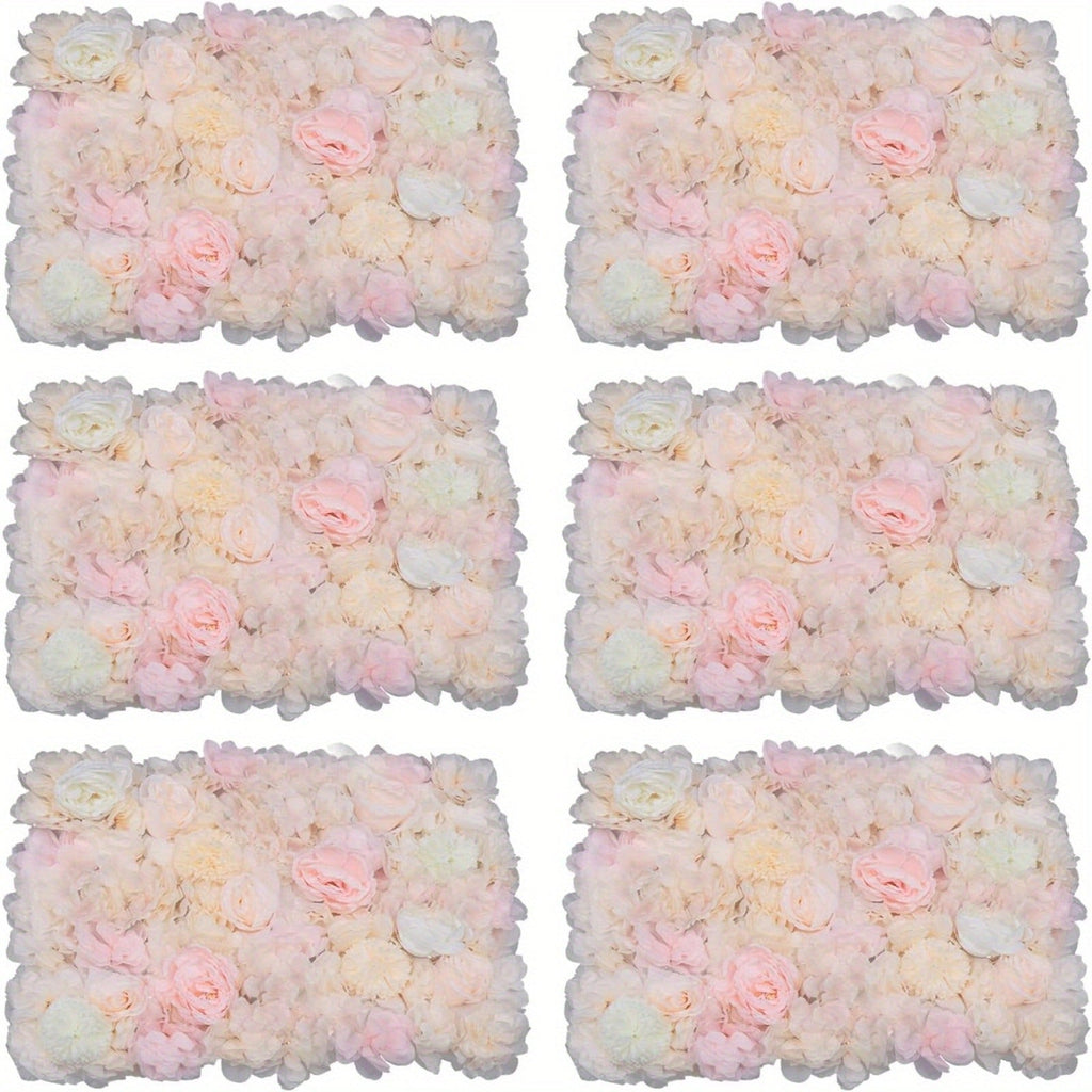 6pcs Artificial Flowers Wall Romantic Rose Flower Wall for Background Decoration Roses Wall Panel Hanging Wedding Venue Main Road Decor Silk Flower Panels Photo Backdrop Decor