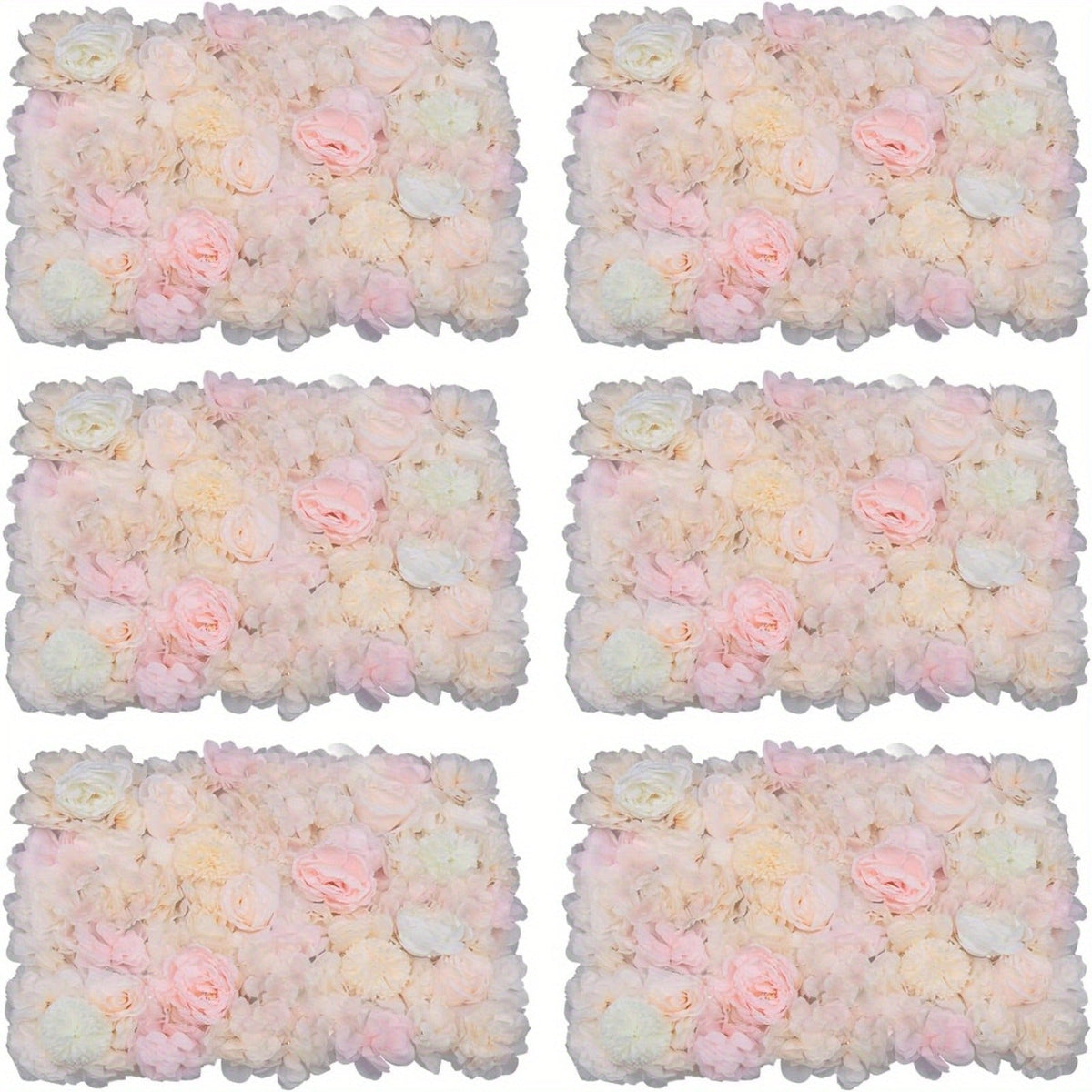 6pcs Artificial Flowers Wall Romantic Rose Flower Wall for Background Decoration Roses Wall Panel Hanging Wedding Venue Main Road Decor Silk Flower Panels Photo Backdrop Decor