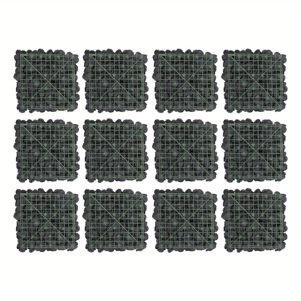 15" X 15" Black Rose Artificial Flower Wall Panels, 12pcs Artificial Flowers Decoration, Artificial Flower Wall Panel, Black Flowers Wall Rose Wall Background, 3D Floral Backdrop Wall Decor