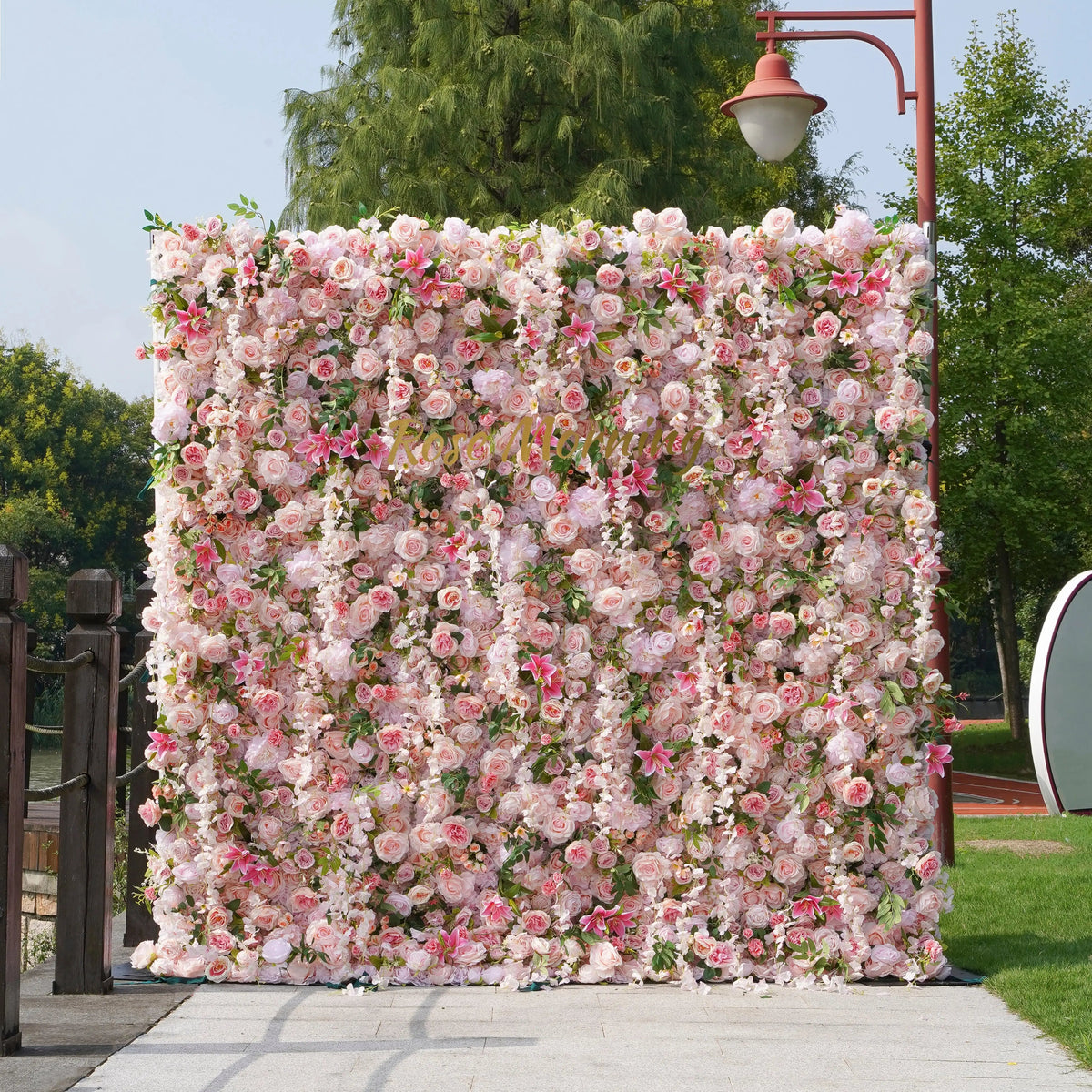 Alice：5D Fabric Artificial rolling up curtain flower wall Free Shipping