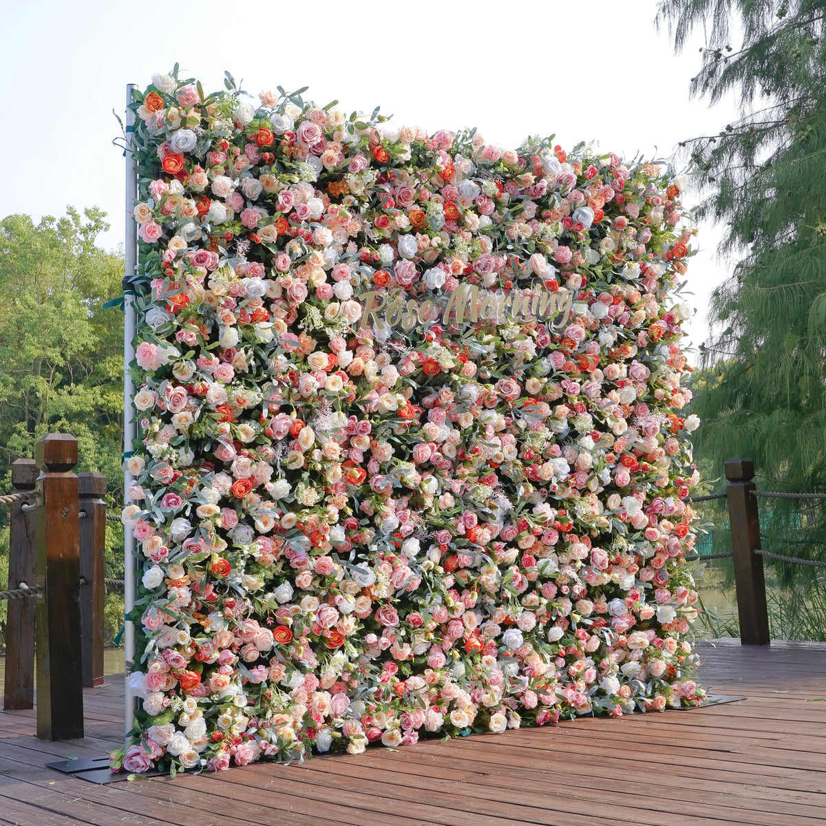 Amanda：5D Fabric Artificial rolling up curtain flower wall Free Shipping
