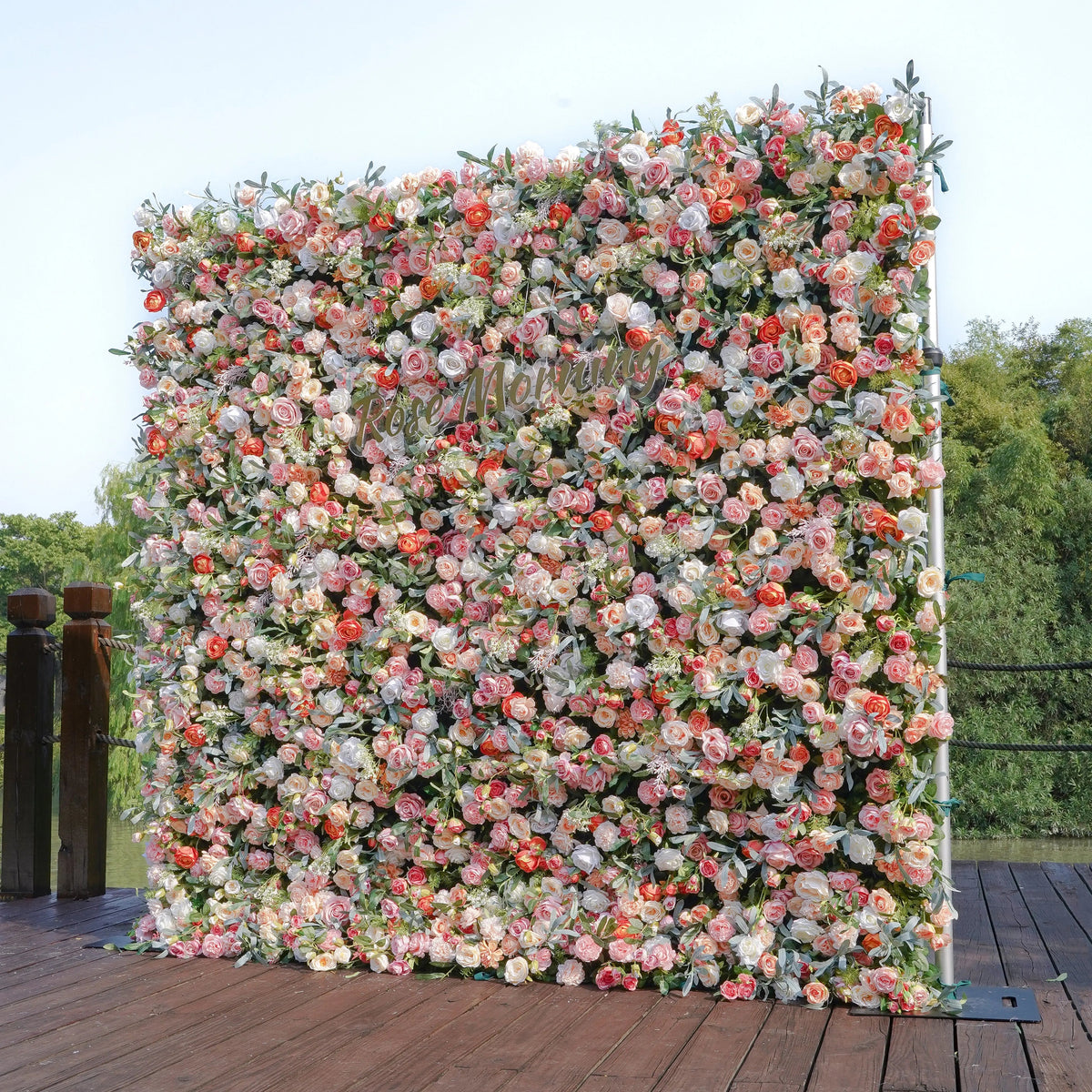 Amanda：5D Fabric Artificial rolling up curtain flower wall Free Shipping