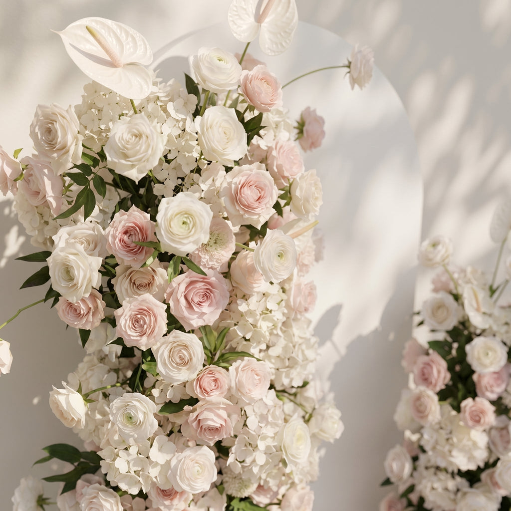 Fenna: Pink White Rose Calla Lily Wedding Background Arch KT Backdrop Decorative Flower Row Excludes Frame | Ceremony & Event Decor