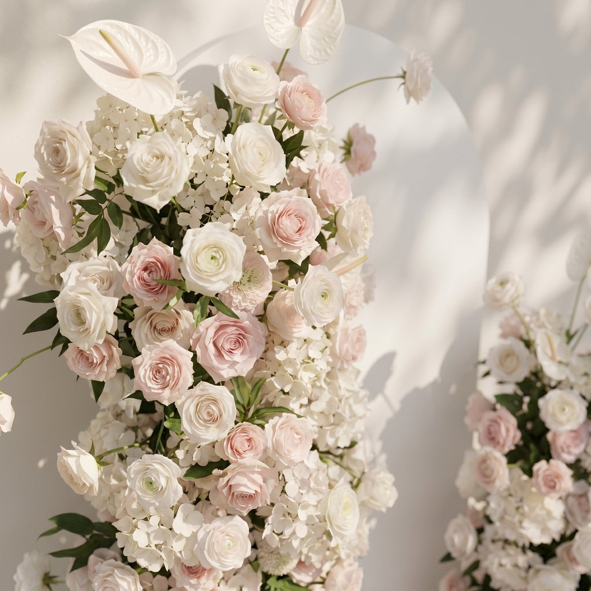 Fenna: Pink White Rose Calla Lily Wedding Background Arch KT Backdrop Decorative Flower Row Excludes Frame | Ceremony & Event Decor