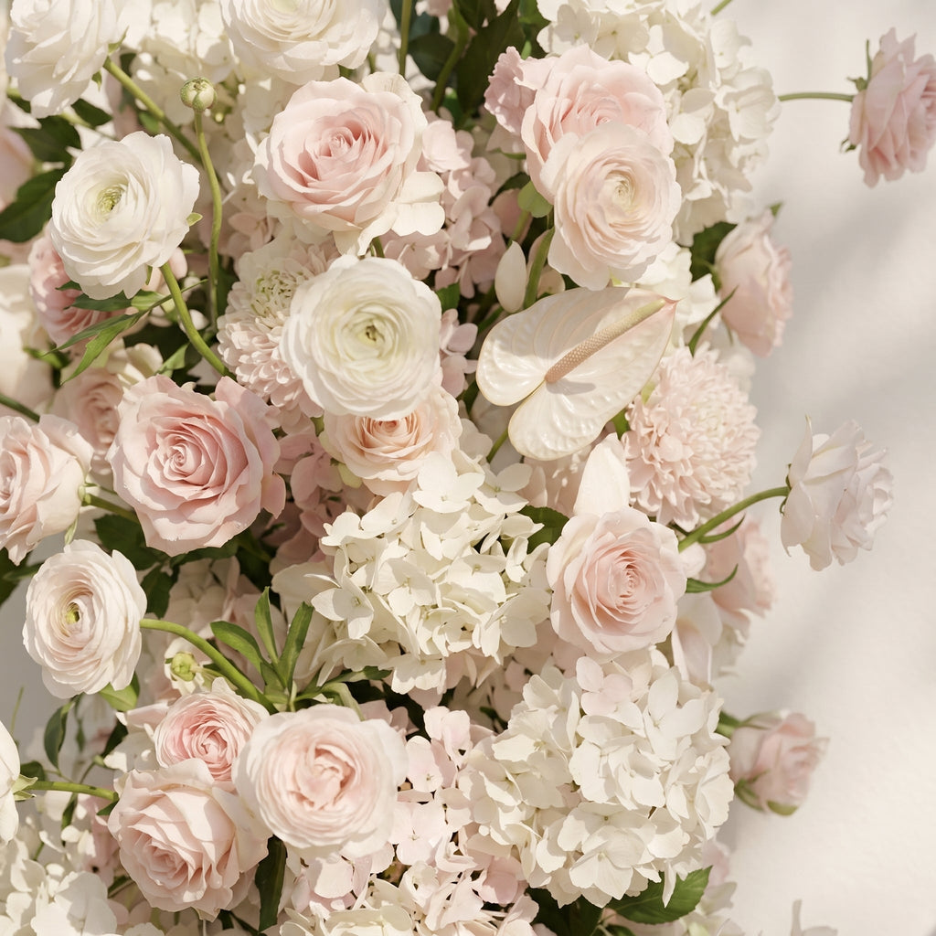 Fenna: Pink White Rose Calla Lily Wedding Background Arch KT Backdrop Decorative Flower Row Excludes Frame | Ceremony & Event Decor