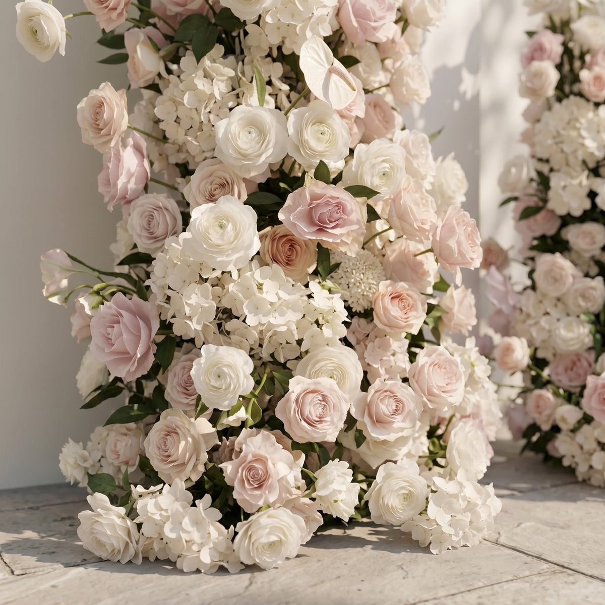 Fenna: Pink White Rose Calla Lily Wedding Background Arch KT Backdrop Decorative Flower Row Excludes Frame | Ceremony & Event Decor